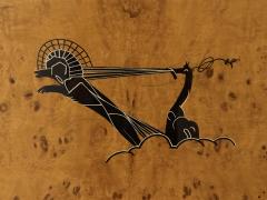 FRENCH ART DECO BURLWOOD CABINET WITH STYLIZED WOMAN WALKING PANTHER CABINET - 4271488
