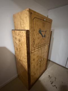 FRENCH ART DECO BURLWOOD CABINET WITH STYLIZED WOMAN WALKING PANTHER CABINET - 4271495
