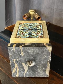 FRENCH ART DECO CHAPLEVE ONYX AND BLACK MARBLE LAMP WITH MATCHING FINIAL - 4124844
