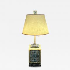 FRENCH ART DECO CHAPLEVE ONYX AND BLACK MARBLE LAMP WITH MATCHING FINIAL - 4125324