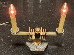 FRENCH ART DECO MODERNIST COPPER AND NICKEL BRONZE LAMPS - 3370364