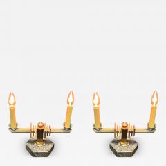 FRENCH ART DECO MODERNIST COPPER AND NICKEL BRONZE LAMPS - 3373558