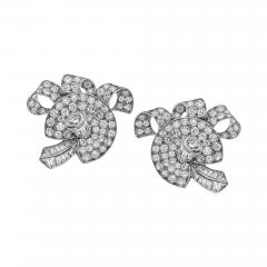 FRENCH ART DECO PLATINUM 13 75 CARAT DIAMOND CLIP EARRINGS - 1829280