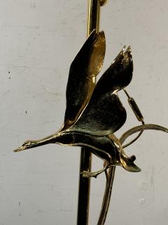 FRENCH ART DECO REVIVAL DORE BRONZE GEESE AND BLACK MARBLE FLOOR LAMP - 3681495