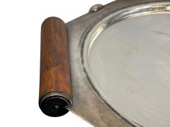 FRENCH ART DECO SILVERPLATE ROSEWOOD BALL HANDLES TAZZA - 4648975