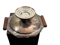 FRENCH ART DECO SILVERPLATE ROSEWOOD BALL HANDLES TAZZA - 4648976