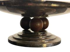 FRENCH ART DECO SILVERPLATE ROSEWOOD BALL HANDLES TAZZA - 4648978