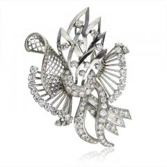 FRENCH CIRCA 1950S PLATINUM 5 50 CARAT OPENWORK DIAMOND BROOCH - 1828778