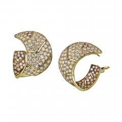 FRENCH CIRCA 1970S 18K YELLOW GOLD 9 50 CARAT ROUND CUT ESTATE DIAMOND EARRINGS - 1829275