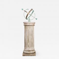 FRENCH EARLY 20TH CENTURY ARMILLARY SPHERE ON COLUMN PEDESTAL - 813605