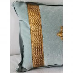 FRENCH ECCLESIASTICAL EMBROIDERED METALLIC CROSS APPLIQUE ON CUSTOM DOWN PILLOW - 797602