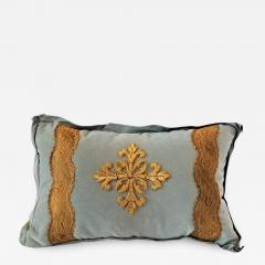FRENCH ECCLESIASTICAL EMBROIDERED METALLIC CROSS APPLIQUE ON CUSTOM DOWN PILLOW - 800442