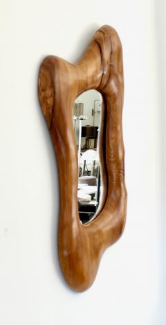 FRENCH ELMWOOD WALL MIRROR IN A LARGE ORGANIC MODERN HAND CARVED FORM - 1581211