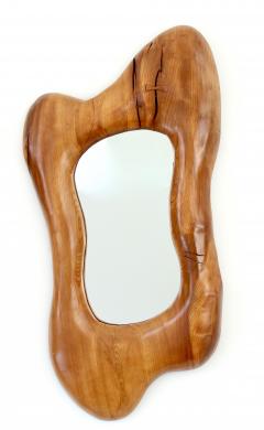 FRENCH ELMWOOD WALL MIRROR IN A LARGE ORGANIC MODERN HAND CARVED FORM - 1581220