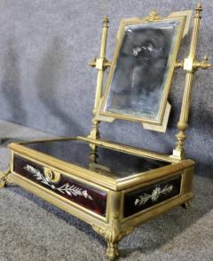 FRENCH EMPIRE BRONZE ENAMEL AND GLASS DRESSING MIRROR - 4279419