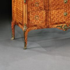 FRENCH GILT BRONZE MOUNTED TULIPWOOD AND KINGWOOD MARBLE TOPPED COMMODE - 1747061