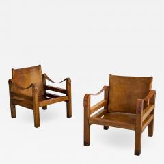 FRENCH LEATHER SAFARI CHAIRS - 1426256