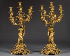FRENCH LOUIS XV STYLE ORMOLU BRONZE FIGURAL CANDELABRAS BY VICTOR RAULIN - 3537798