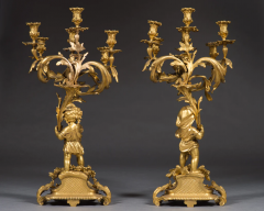 FRENCH LOUIS XV STYLE ORMOLU BRONZE FIGURAL CANDELABRAS BY VICTOR RAULIN - 3537904