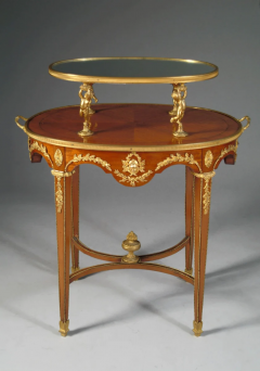 FRENCH LOUIS XVI STYLE ORMOLU MOUNTED TWO TIER TEA TABLE - 3537653