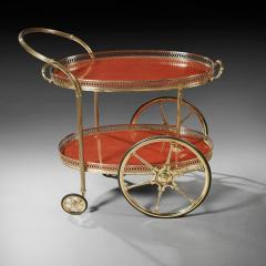 FRENCH MID 20TH CENTURY OVAL BRASS BAR CART WITH REMOVABLE TRAY - 1858731