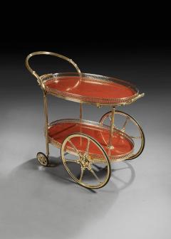 FRENCH MID 20TH CENTURY OVAL BRASS BAR CART WITH REMOVABLE TRAY - 1858734