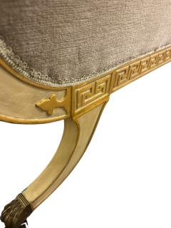 FRENCH NEOCLASSICAL CREAM GOLD GREEK KEY EDGED CHAISE LOUNGE BRONZE CLAW FEET - 4422883