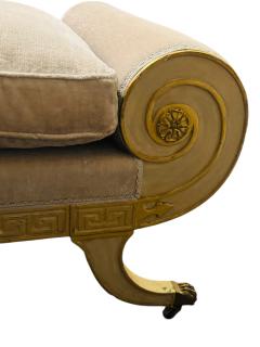 FRENCH NEOCLASSICAL CREAM GOLD GREEK KEY EDGED CHAISE LOUNGE BRONZE CLAW FEET - 4422884