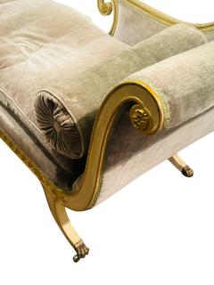 FRENCH NEOCLASSICAL CREAM GOLD GREEK KEY EDGED CHAISE LOUNGE BRONZE CLAW FEET - 4422886
