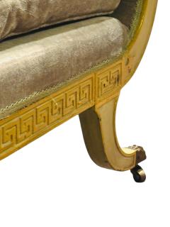 FRENCH NEOCLASSICAL CREAM GOLD GREEK KEY EDGED CHAISE LOUNGE BRONZE CLAW FEET - 4422888