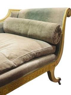 FRENCH NEOCLASSICAL CREAM GOLD GREEK KEY EDGED CHAISE LOUNGE BRONZE CLAW FEET - 4422890