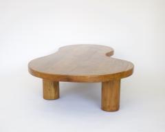 FRENCH OAK FREEFORM ORGANIC MODERN LOW COFFEE TABLE WITH MASSIVE COLUMN LEGS - 2865283