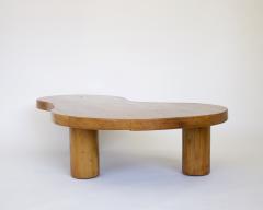 FRENCH OAK FREEFORM ORGANIC MODERN LOW COFFEE TABLE WITH MASSIVE COLUMN LEGS - 2865289