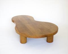 FRENCH OAK FREEFORM ORGANIC MODERN LOW COFFEE TABLE WITH MASSIVE COLUMN LEGS - 2865290