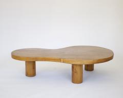 FRENCH OAK FREEFORM ORGANIC MODERN LOW COFFEE TABLE WITH MASSIVE COLUMN LEGS - 2865292