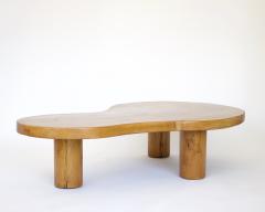 FRENCH OAK FREEFORM ORGANIC MODERN LOW COFFEE TABLE WITH MASSIVE COLUMN LEGS - 2865294
