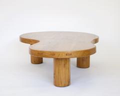 FRENCH OAK FREEFORM ORGANIC MODERN LOW COFFEE TABLE WITH MASSIVE COLUMN LEGS - 2865295