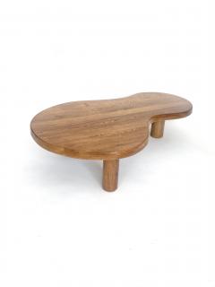 FRENCH OAK FREEFORM ORGANIC MODERN LOW COFFEE TABLE WITH MASSIVE COLUMN LEGS - 4636048