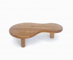 FRENCH OAK FREEFORM ORGANIC MODERN LOW COFFEE TABLE WITH MASSIVE COLUMN LEGS - 4636052