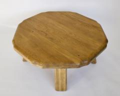 FRENCH OAK ROUND SCULPTED FREE FORM EDGE BRUTALIST COFFEE TABLE CIRCA 1960 - 2851453