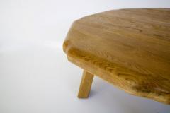 FRENCH OAK ROUND SCULPTED FREE FORM EDGE BRUTALIST COFFEE TABLE CIRCA 1960 - 2851459