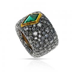 FRENCH VERNEY EMERALD AND DIAMOND COCKTAIL RING - 2309569