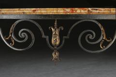 FRENCH WROUGHT IRON AND PARCEL GILT BRECHE D ALEP MARBLE TOP CONSOLE TABLE - 3302790
