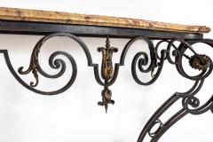 FRENCH WROUGHT IRON AND PARCEL GILT BRECHE D ALEP MARBLE TOP CONSOLE TABLE - 3302792
