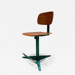 Fab French Prouve 1950s Style Green Office Chair Plywood Tripod Base Footrest - 2544643