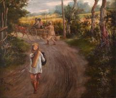 Fabian de la Rosa Filipino Farm Workers in Horse Carriage - 4414592
