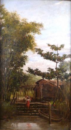 Fabian de la Rosa Filipino Girl Coming Down the Steps - 4414595