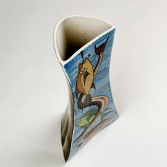 Fabio Aldo Fedeli Polychrome Graffiti Earthenware Vase by Bruno Aldo Fedeli for CIMA 1940s - 3763046