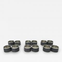 Fabio Bergomi Set of Twelve Black Shagreen Napkin Rings - 2649490