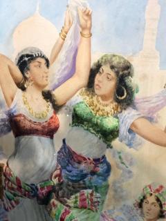 Fabio Fabbi Italian 1861 1946 Pair of Orientalist Watercolors Harem Dancers  - 1094869